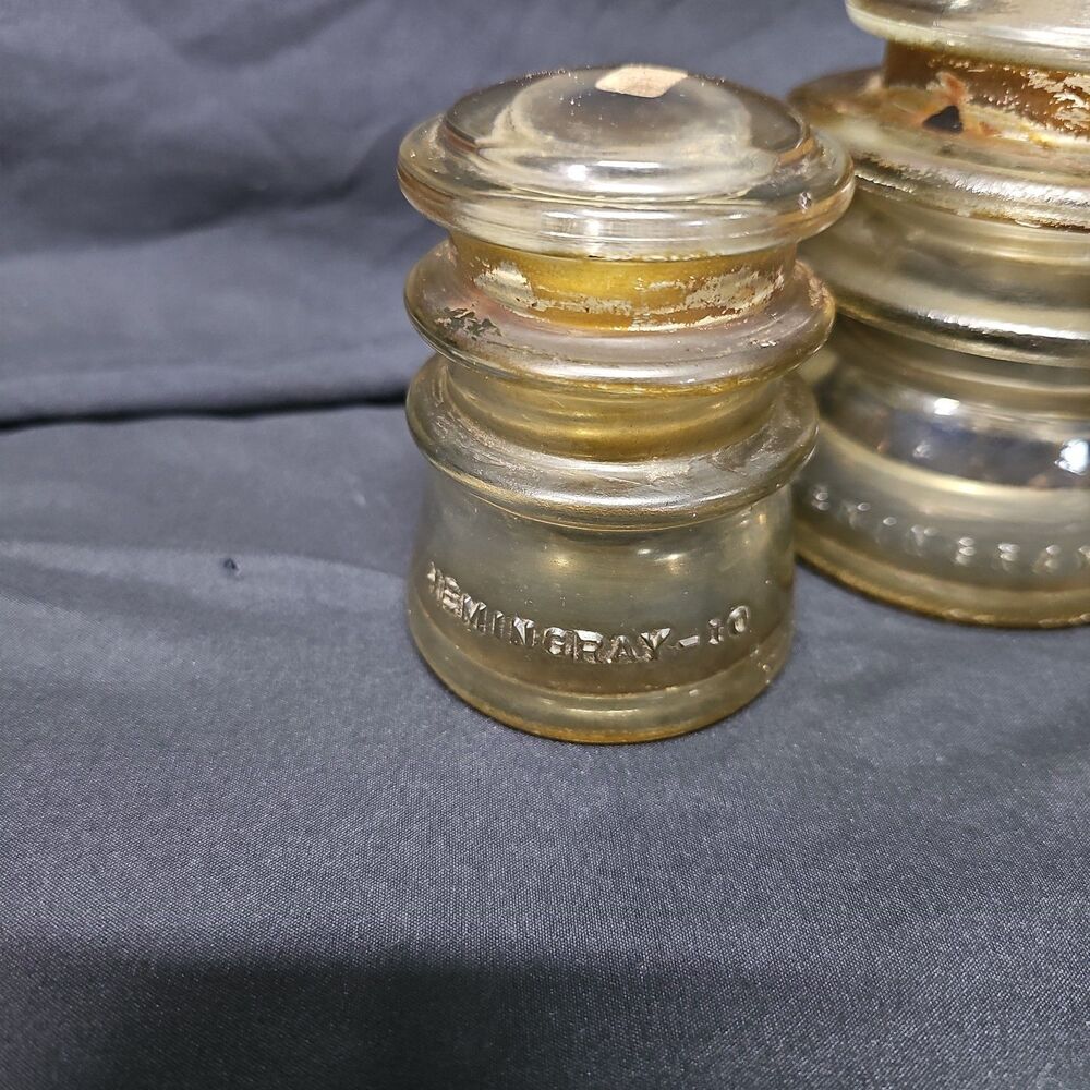 Lot Of 3 Antique Clear Glass Insulators Hemingray 56 & 10s Made In USA